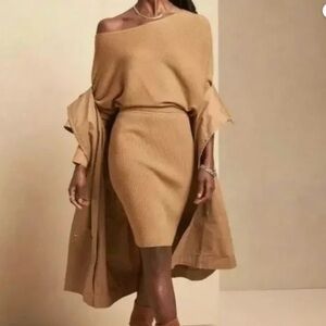 NWT- $139 Banana Republic Lenzing Ecovero Serene Off Shoulder Sweater Dress XXS